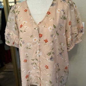 Madewell Silk Pembroke Top in Seaside Floral Size L